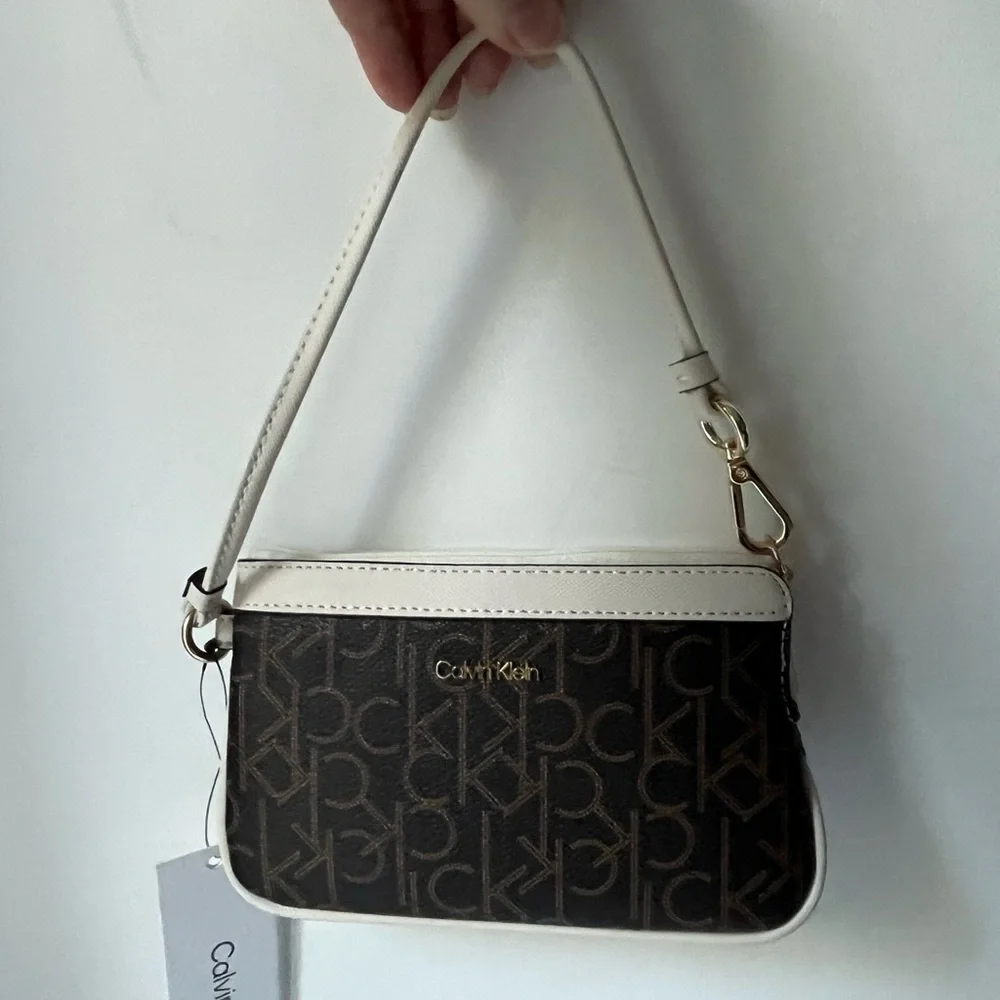 Calvin Klein wristlet wallet brown logo
